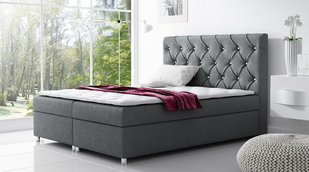Veneti Čalúnená posteľ s úložným priestorom VIVIEN - 160x200, sivá + topper zdarma
