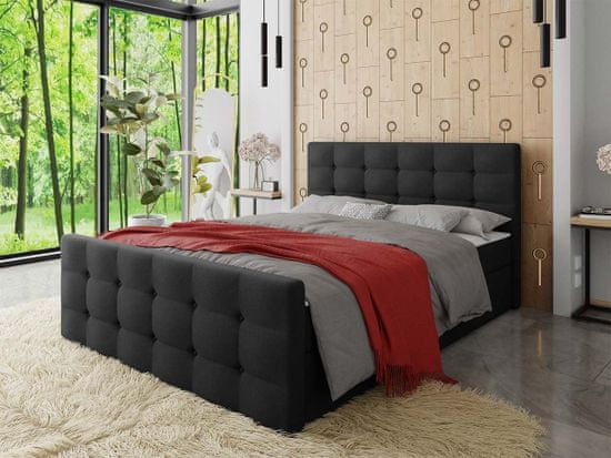 Veneti Americká čalúnená manželská posteľ 160x200 RANON 1 - čierna + topper ZDARMA