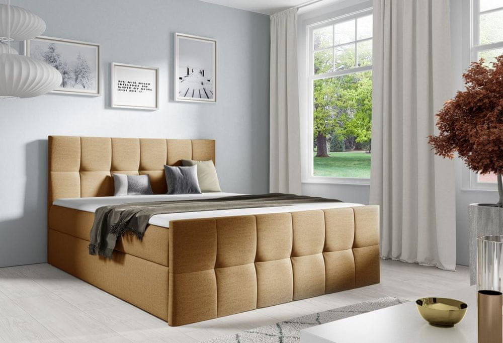 Veneti Manželská posteľ CHLOE - 200x200, svetlo hnedá + topper ZDARMA