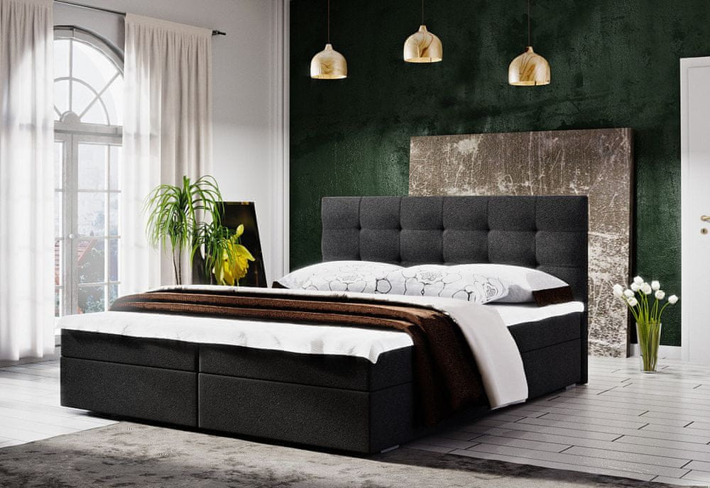 Veneti Moderná posteľ s úložným priestorom 160x200 STIG II - antracit