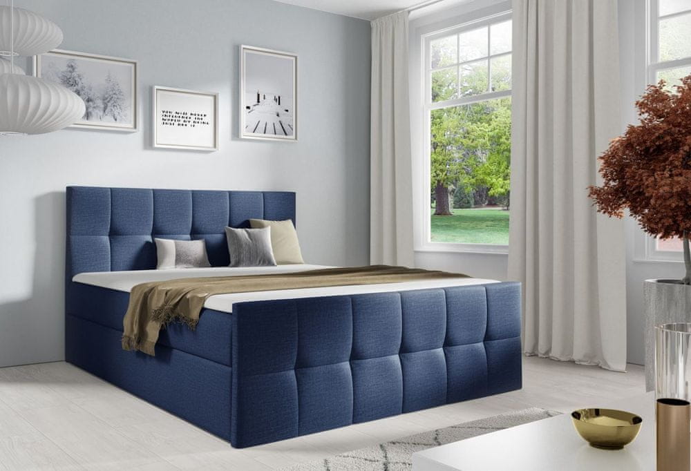 Veneti Jednolôžková posteľ CHLOE - 120x200, modrá 3 + topper ZDARMA