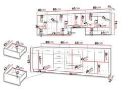 Veneti Kuchynská linka 260/260 cm JING - dub ferrara / legno