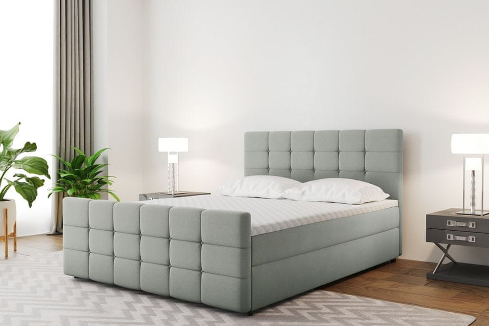 Veneti Boxspringová posteľ s prešívaním MAELIE - 200x200, šedá