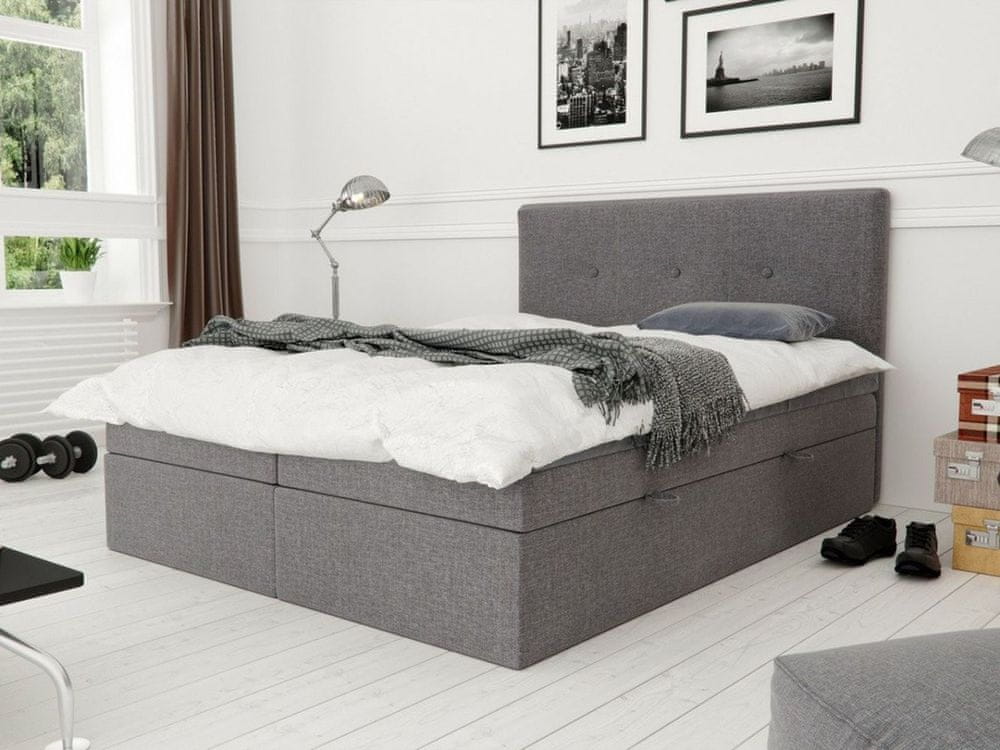 Veneti Čalúnená posteľ s úložným priestorom 160x200 LAKOTA - sivá