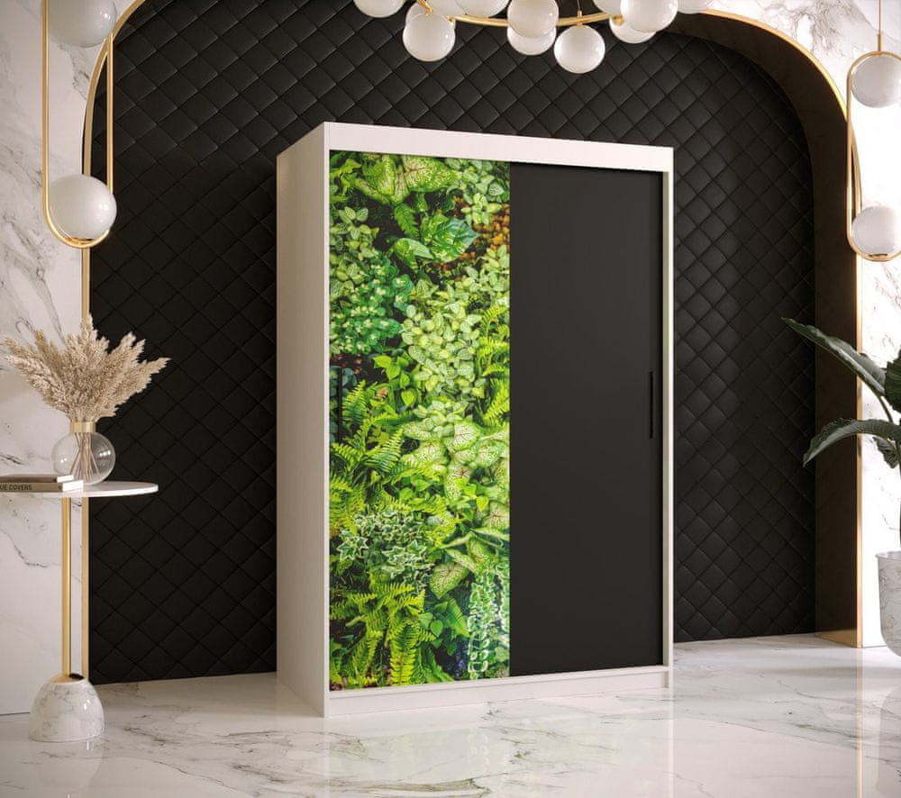 Veneti Šatníková skriňa s posuvnými dverami MAYA 1 - šírka 120 cm, biela / čierna