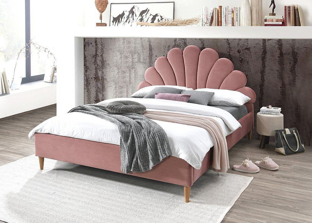 Veneti Čalúnená manželská posteľ AFRODITE - 160x200 cm, ružová