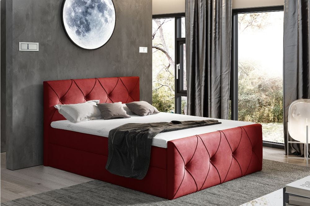 Veneti Kontinentálna posteľ 200x200 CARMEN LUX - červená 1 + topper ZDARMA