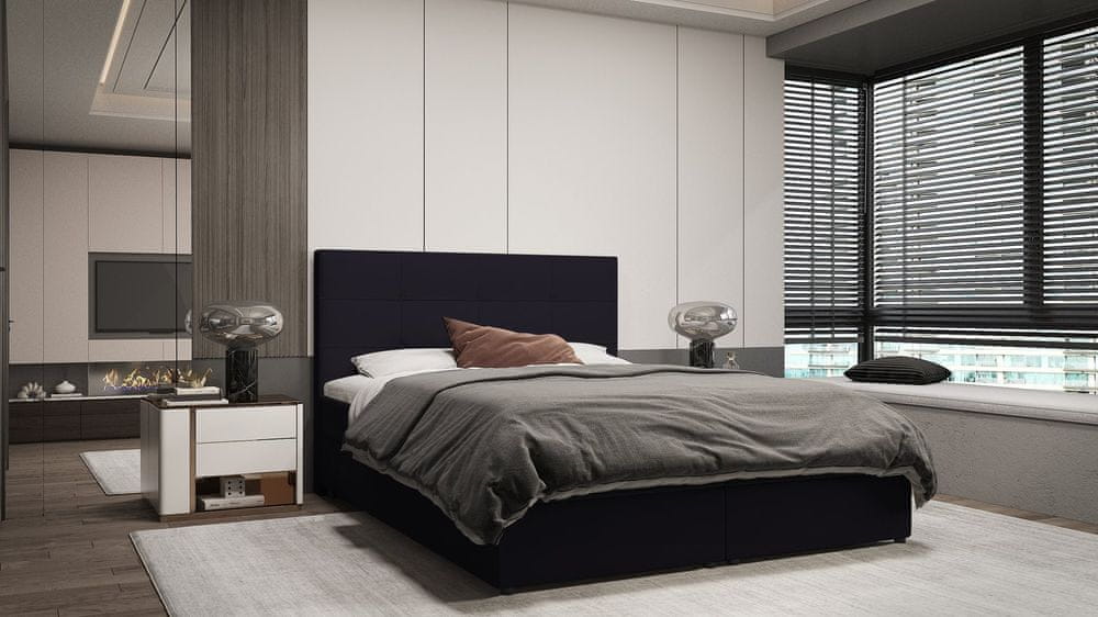 Veneti Dizajnová posteľ MALIKA - 200x200, čierna