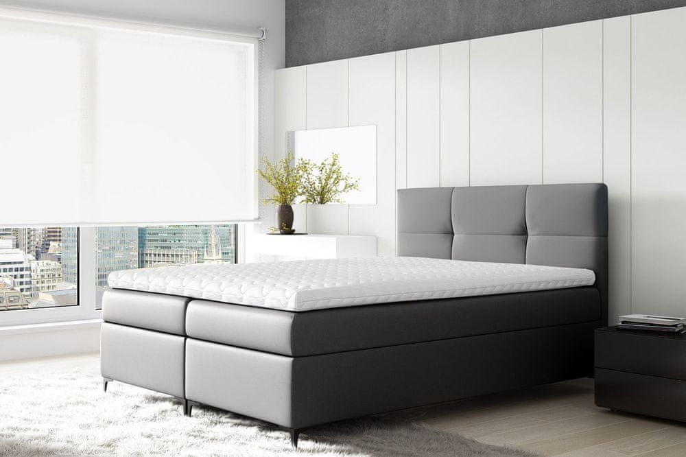 Veneti Boxspringová posteľ BESSIE - 160x200, šedá + topper ZDARMA
