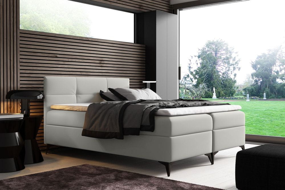 Veneti Elegantná posteľ FLOKI - 140x200, biela + topper ZDARMA