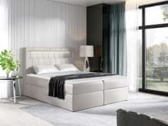 Veneti Americká dvojlôžková posteľ 200x200 RODRIGO - biela ekokoža + topper a LED osvetlenie ZDARMA
