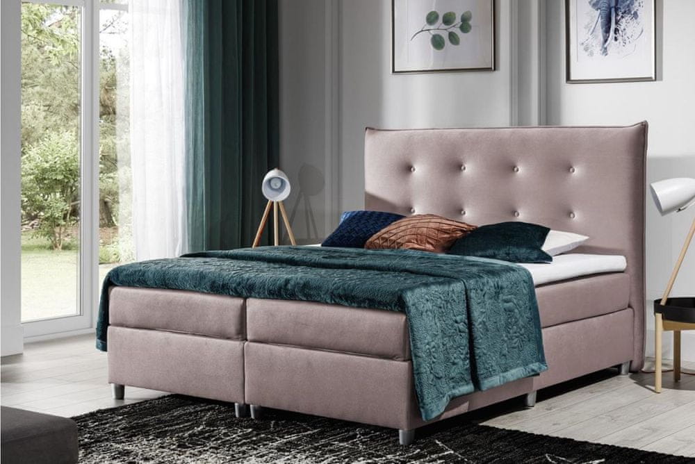 Veneti Čalúnená posteľ 180x200 PILAR - ružová + topper ZDARMA