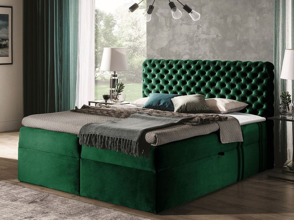 Veneti Kontinentálna manželská posteľ 140x200 VALANCIA - zelená + topper ZDARMA