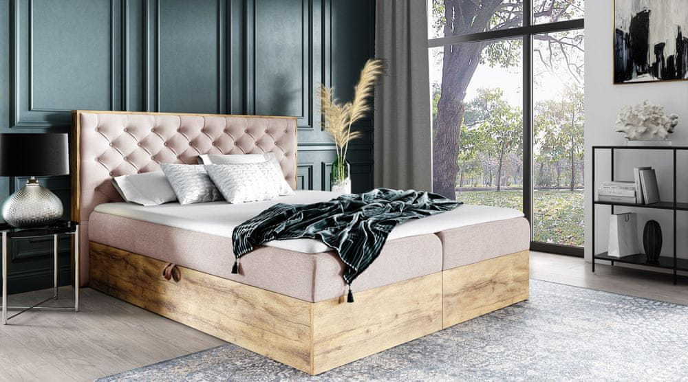 Veneti Boxspringová posteľ CHANTELLE 3 - 180x200, ružová + topper ZDARMA