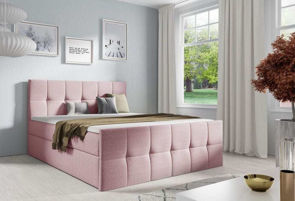 Veneti Jednolôžková posteľ CHLOE - 120x200, ružová + topper ZDARMA