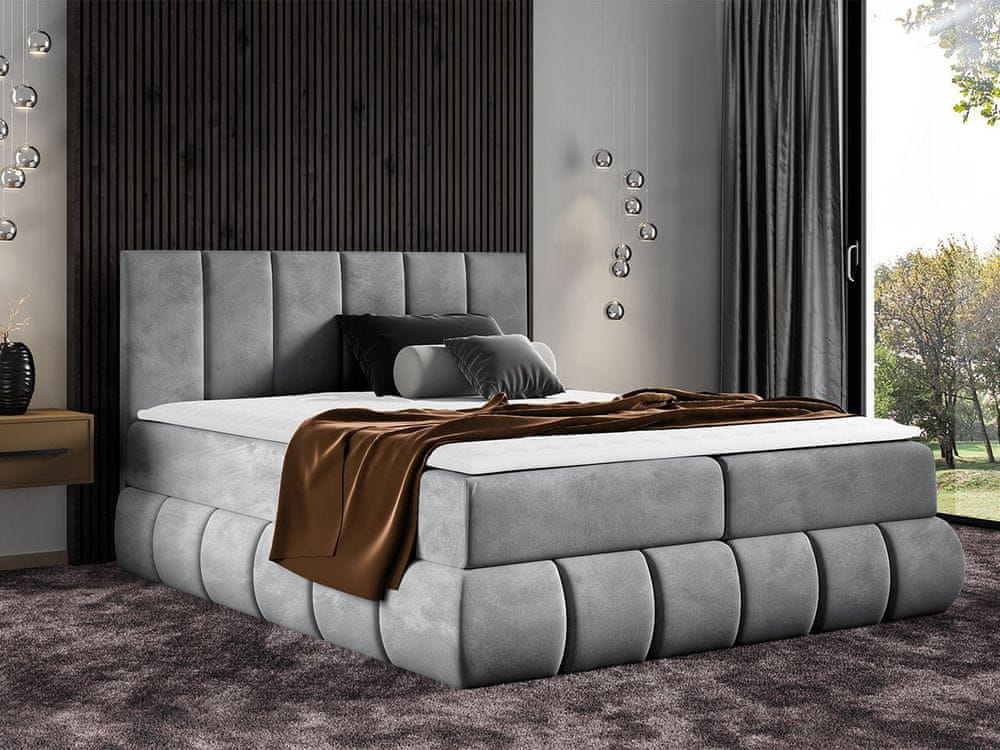 Veneti Boxspringová jednolôžková posteľ 120x200 VERDA - šedá + topper ZDARMA