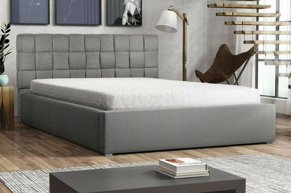 Veneti Jednolôžková posteľ s úložným priestorom a roštom 120x200 WARNOW 2 - svetlá šedá