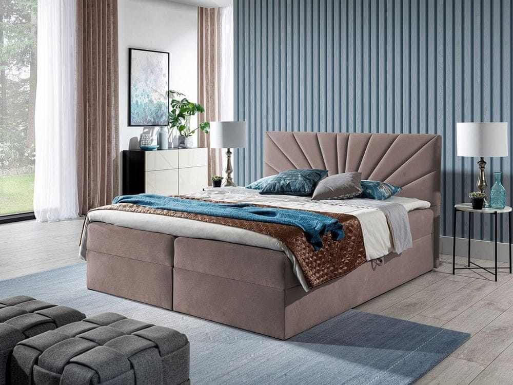 Veneti Boxspringová jednolôžková posteľ 120x200 TOMASA 4 - ružová + topper ZDARMA