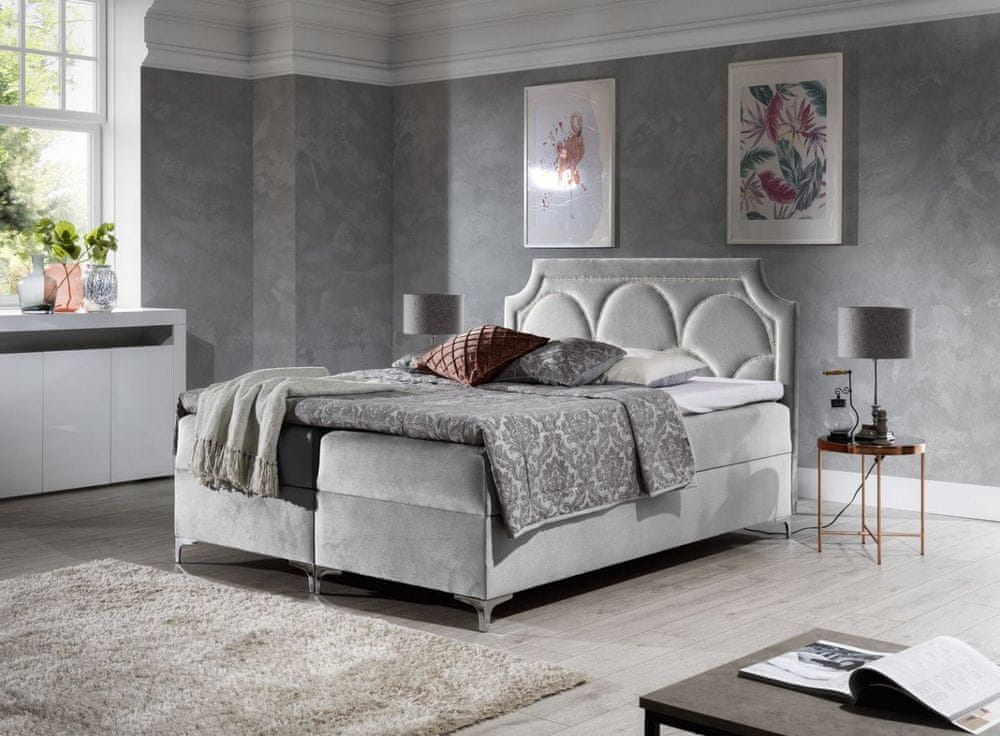 Veneti Prepychová posteľ CASSANDRA - 120x200, šedá + topper ZDARMA