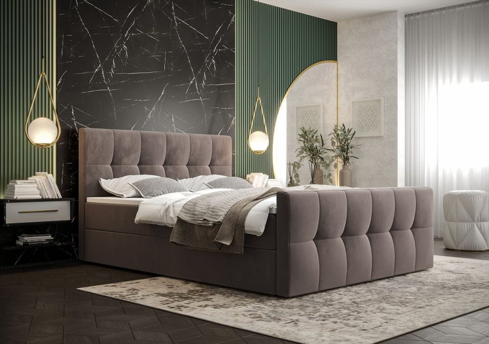 Veneti Elegantná manželská posteľ ELIONE - 180x200, tmavo hnedá