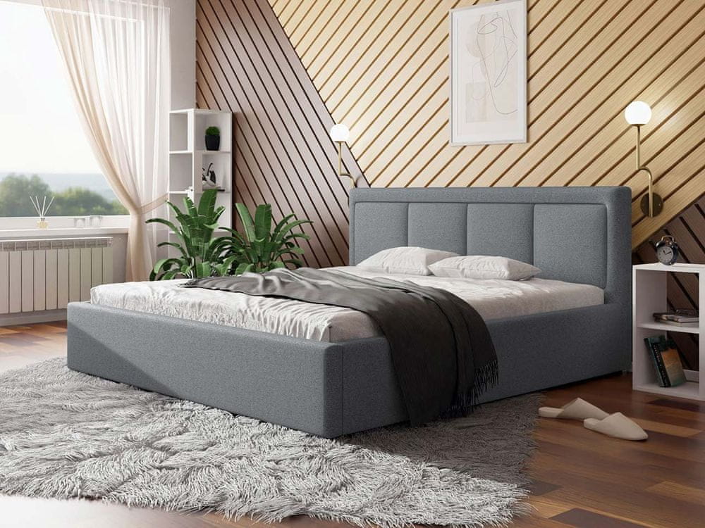 Veneti Manželská posteľ s roštom 200x200 GOSTORF 3 - svetlá šedá