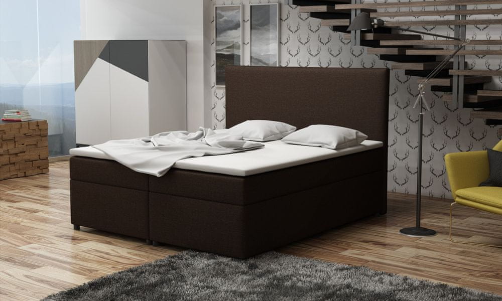 Veneti Boxspringová posteľ 140x200 s nožičkami 5 cm MIRKA - hnedá