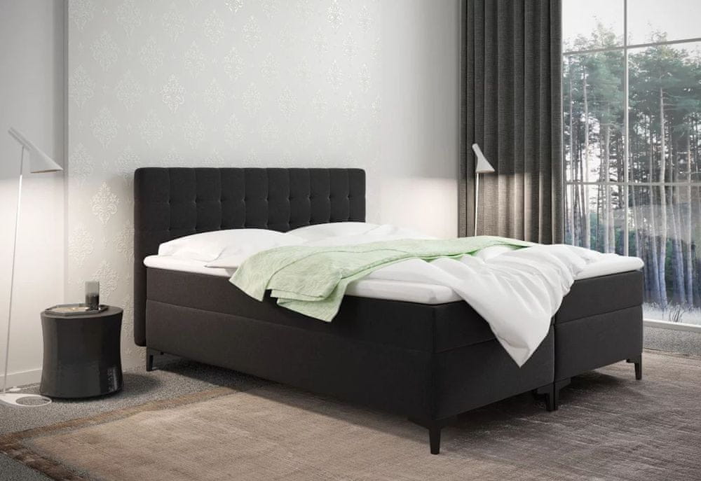 Veneti Americká posteľ s úložným priestorom DAJANA - 200x200, čierna