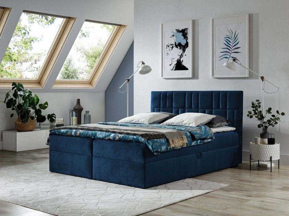 Veneti Americká jednolôžková posteľ 120x200 TOMASA 3 - modrá + topper ZDARMA