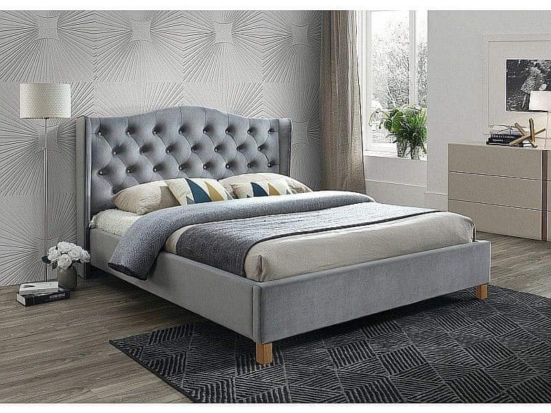 Veneti Čalúnená manželská posteľ LUDVINA 2- 180x200 cm, šedá