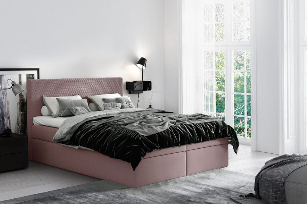 Veneti Moderná čalúnená posteľ s úložným priestorom Alessio ružová 180 + topper zdarma