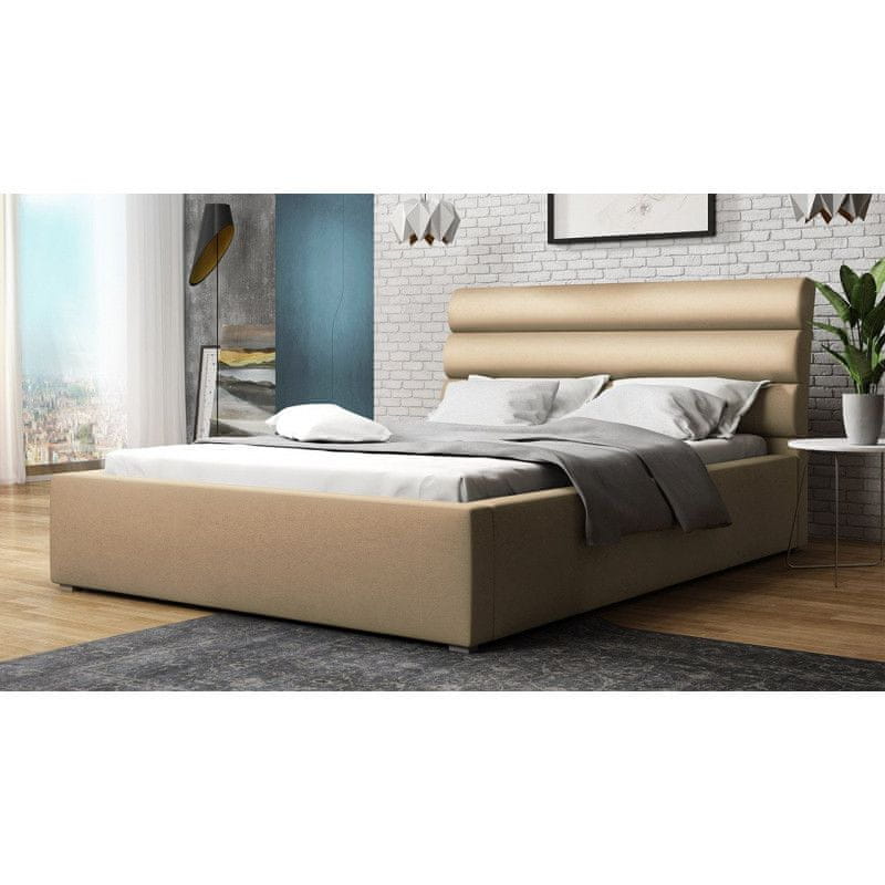 Veneti Jednolôžková posteľ s úložným priestorom a roštom 120x200 BORZOW - béžová