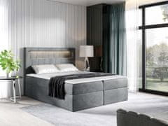 Veneti Americká dvojlôžková posteľ 200x200 RODRIGO - šedá + topper a LED osvetlenie ZDARMA