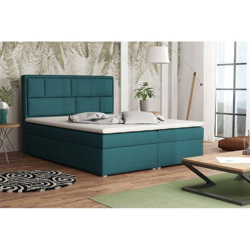Veneti Boxspringová manželská posteľ s úložným priestorom 160x200 IVENDORF 1 - modrá + topper ZDARMA