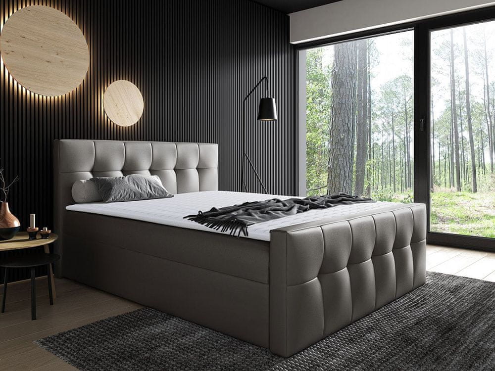 Veneti Hotelová jednolôžková posteľ 120x200 ORLIN - šedá ekokoža + topper ZDARMA
