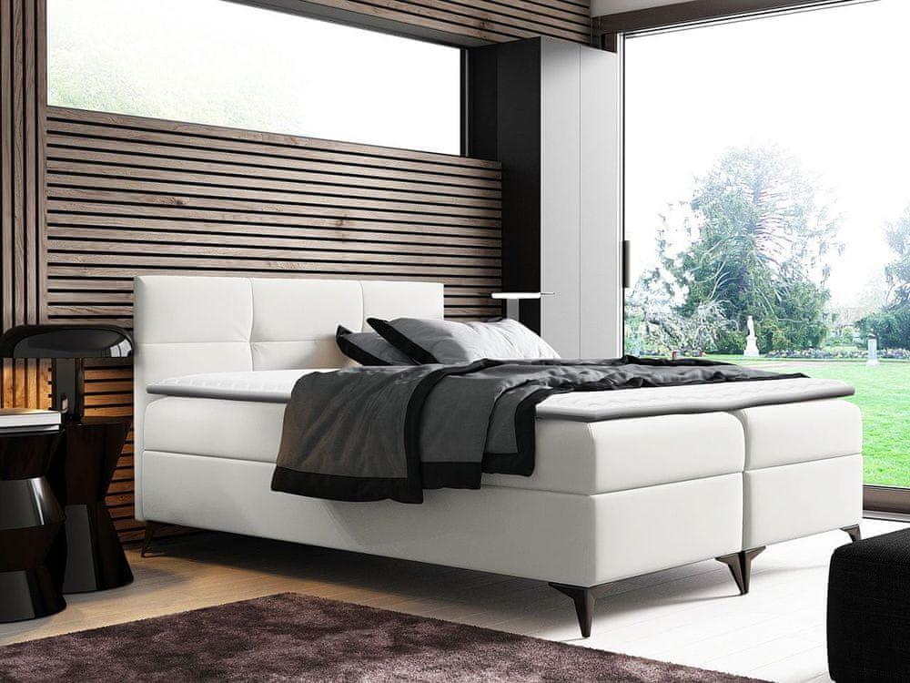 Veneti Americká jednolôžková posteľ 120x200 MERCHE - biela ekokoža + topper ZDARMA
