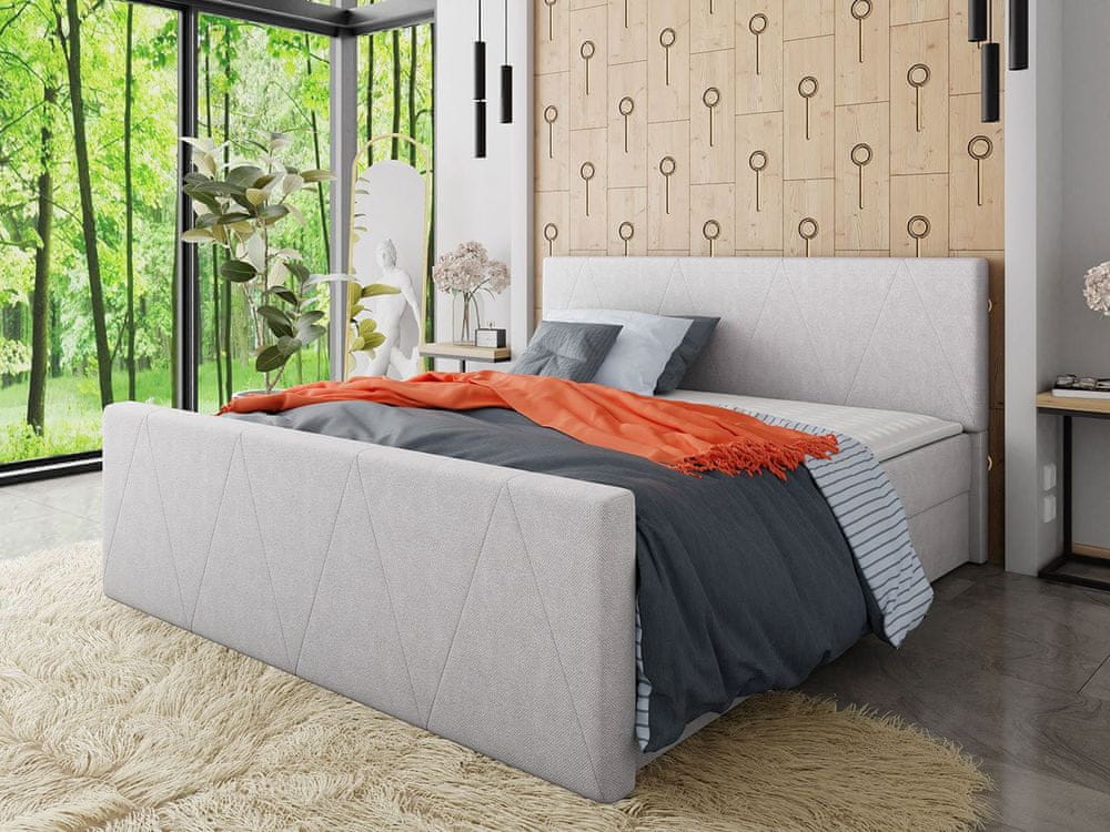 Veneti Americká manželská posteľ s vysokým čelom 140x200 RANON 3 - svetlá šedá + topper ZDARMA