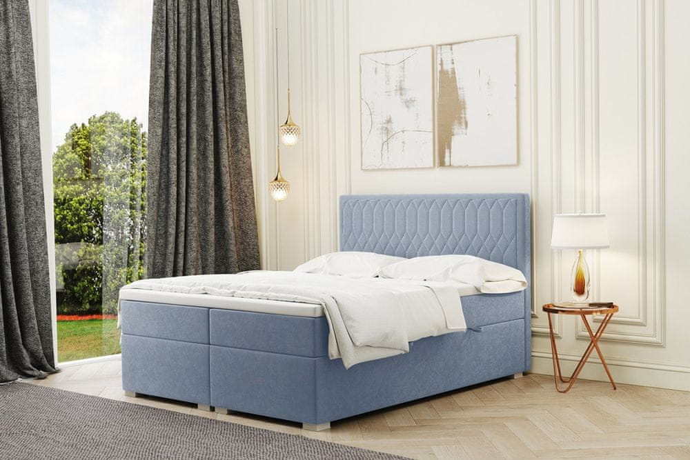 Veneti Posteľ boxspring FATIMA - 120x200, svetlo modrá