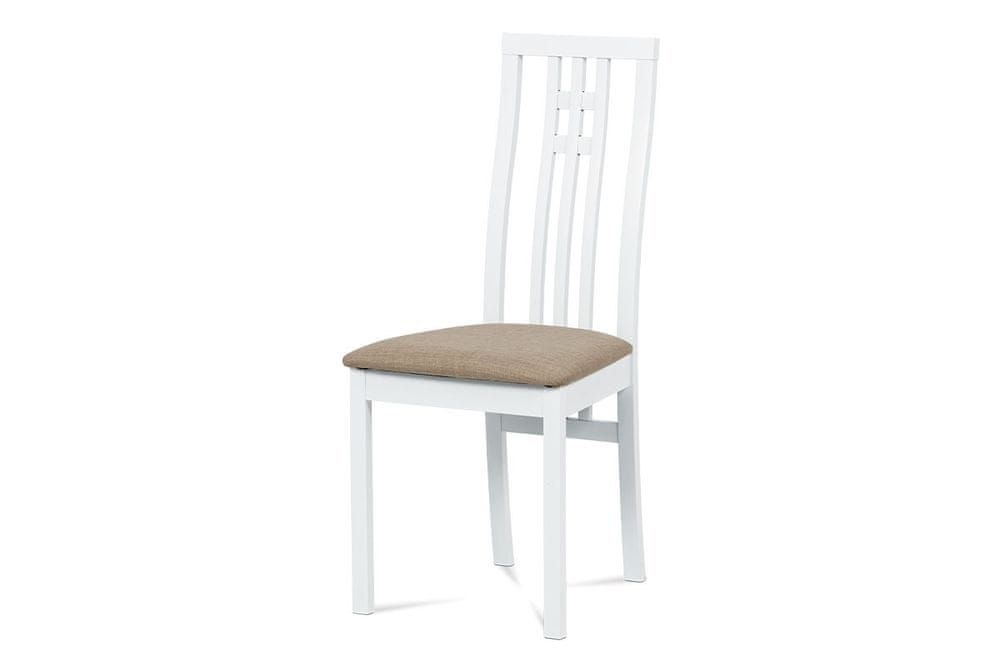 Autronic jedálenská stolička, masív biely/látka béžová BC-2482 WT