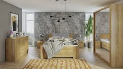 Veneti Spálňová zostava s posteľou 160x200 CORTLAND 2 - dub zlatý / šedá ekokoža