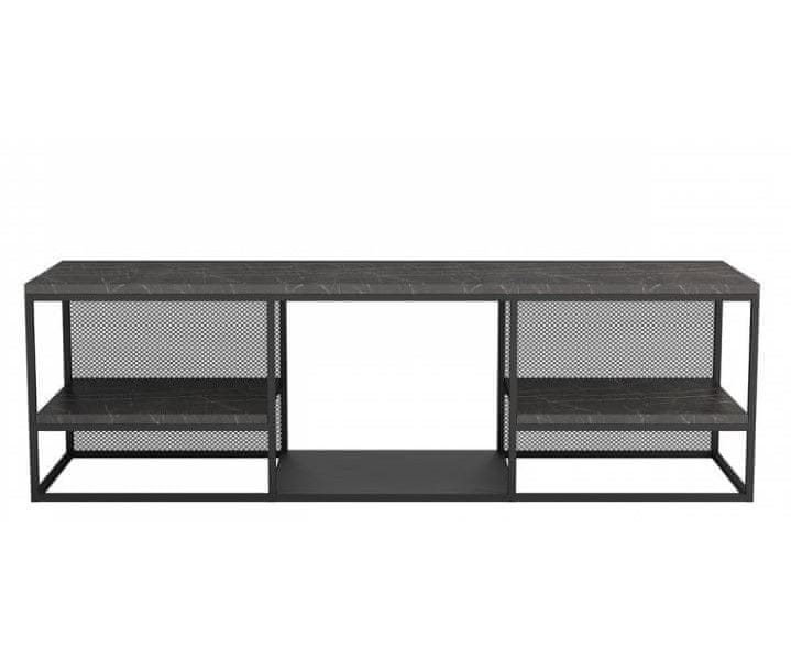 Veneti Televízny stolík TONDELA - čierny / tmavý mramor