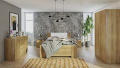 Veneti Spálňová zostava s posteľou 160x200 CORTLAND 7 - dub zlatý / biela ekokoža