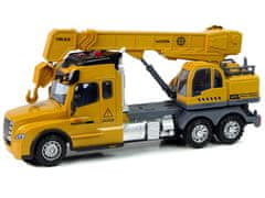 Lean-toys Diaľkové ovládanie Truck Crane Diaľkové ovládanie 2.4G Svetlá Zvuky Žltá