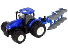 Lean-toys Traktor na diaľkové ovládanie 1:24 Modrý pluh Kov