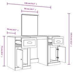 Vidaxl Toaletný stolík so zrkadlom betónové sivý 130x50x132,5 cm