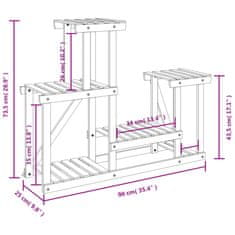 Vidaxl Stojan na kvetiny 90x25x73,5 cm masívna jedľa