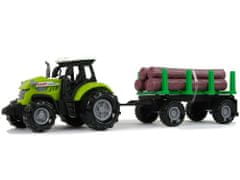 Mamido Zelený traktor s prívesom, balíky dreva, farma so zvukom