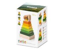 Lean-toys Drevená veža Pyramída Hen Overlay Farebné štvorce LD-15 15276