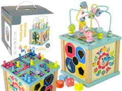 Lean-toys Drevené vzdelávacie kocky Sorter Labyrinth Game Clock Chinoiserie