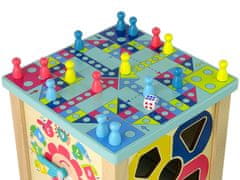 Lean-toys Drevené vzdelávacie kocky Sorter Labyrinth Game Clock Chinoiserie