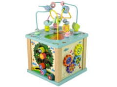 Lean-toys Drevené vzdelávacie kocky Sorter Labyrinth Game Clock Chinoiserie